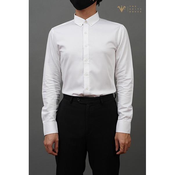 Áo sơ mi trắng cài khuy cổ The Suits House SM00005
