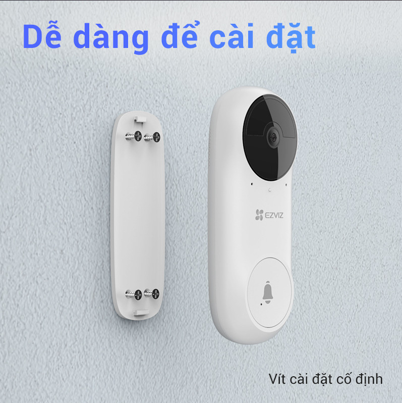 Bộ Chuông EZVIZ WI-FI DB2C, 1080p, Không Dây, Kèm Chuông Báo, Pin xạc 5200mAh--Hàng Chính Hãng