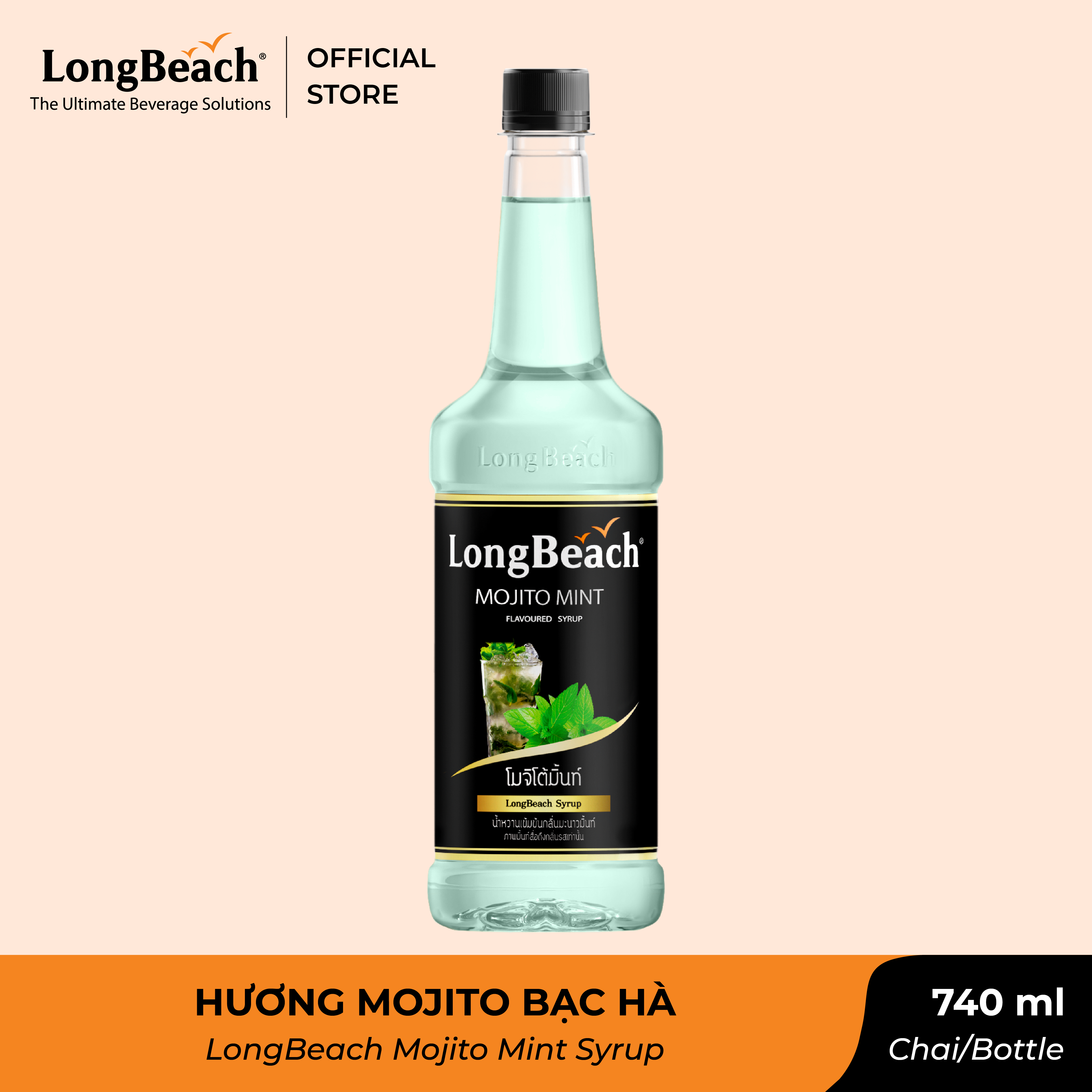 Siro Mojito Bạc Hà - LongBeach Mojito Mint Flavoured Syrup 740 ml