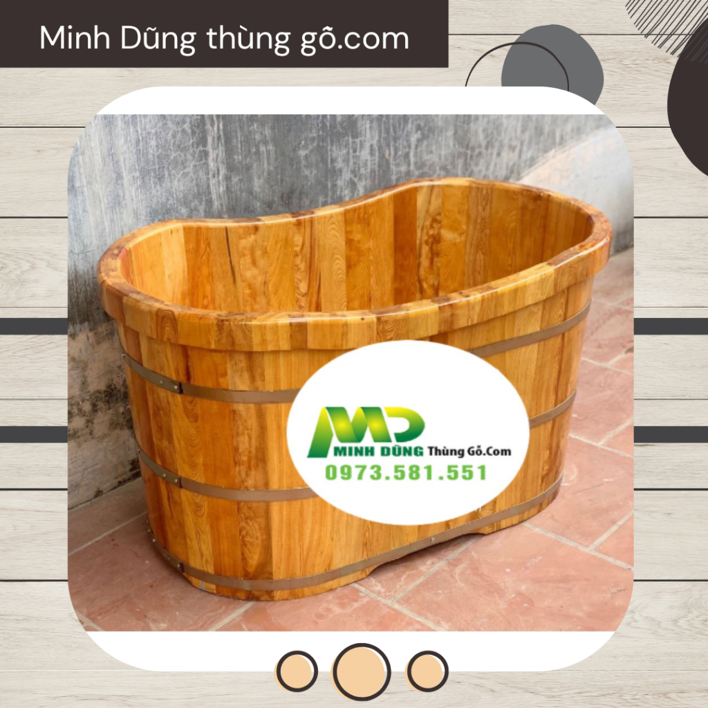 Bồn tắm gỗ mini bồn tắm gỗ mini ngâm người gỗ pơ mu màu nâu