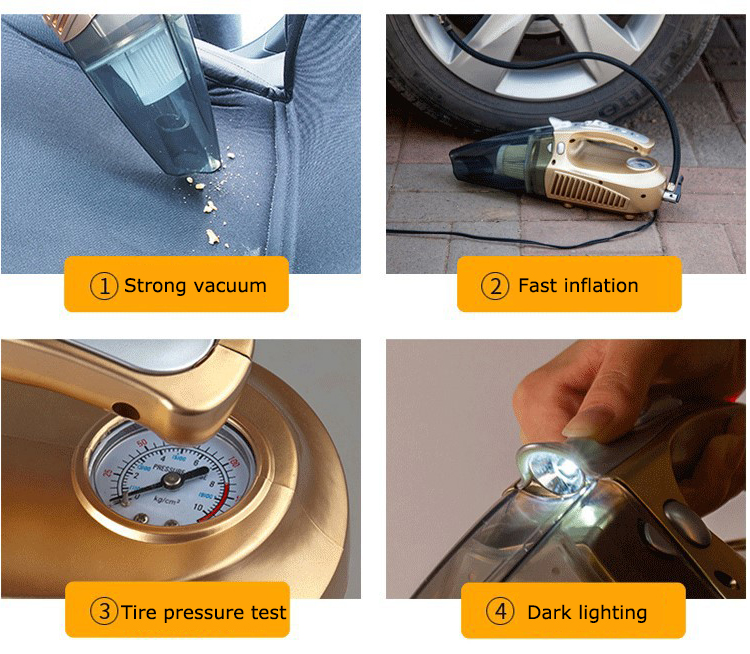 Máy Hút Bụi Kiêm Bơm Lốp Ô TÔ 4 Trong 1 Công Suất Lớn