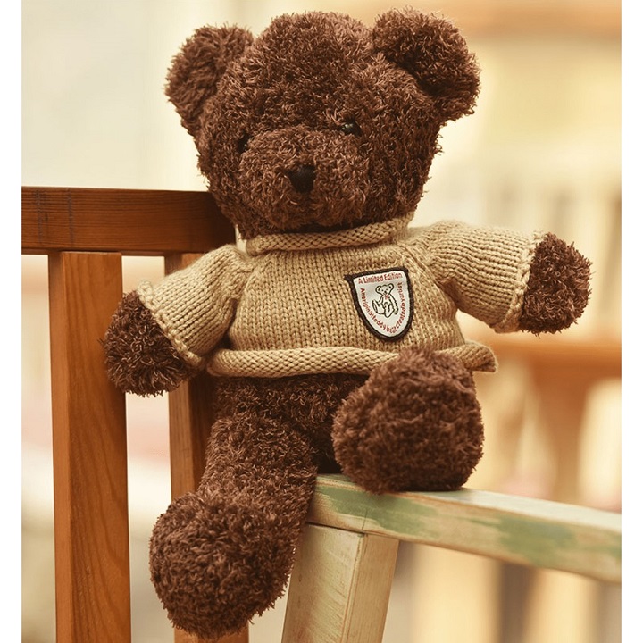 Gấu bông Teddy lông xoăn siêu dễ thương – Quà tặng thú nhồi bông Teddy Heads And Tales – Size 40 cm – Gối ôm cho bé ngủ ngon