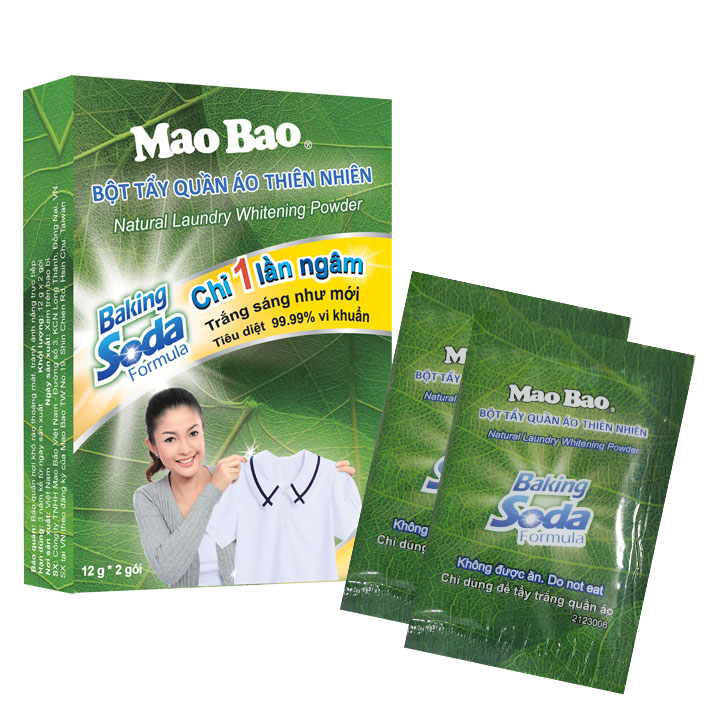 Combo 02 Hộp Bột Tẩy Vệ Sinh Lồng Máy Giặt Ag+ Mao Bao 306g - Tặng 01 hộp Bột Tẩy Quần Áo Thiên Nhiên 12g x 2 gói