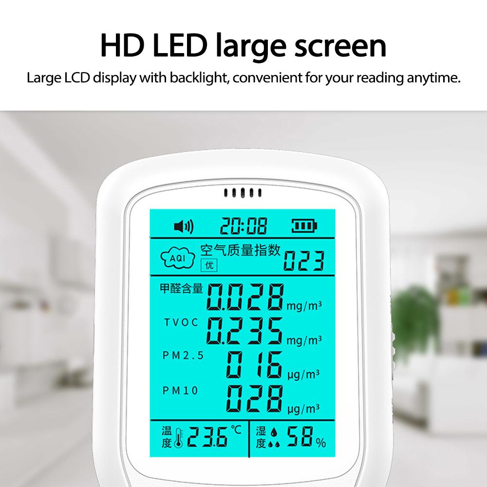 Portable Digital Formaldehyde Detector Multifunctional Hygrothermograph PM2.5/PM10 Tester Air Quality Monitor Air