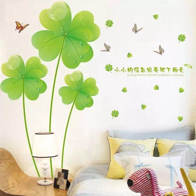 DECAL DÁN TƯỜNG HOA 4 LÁ XANH