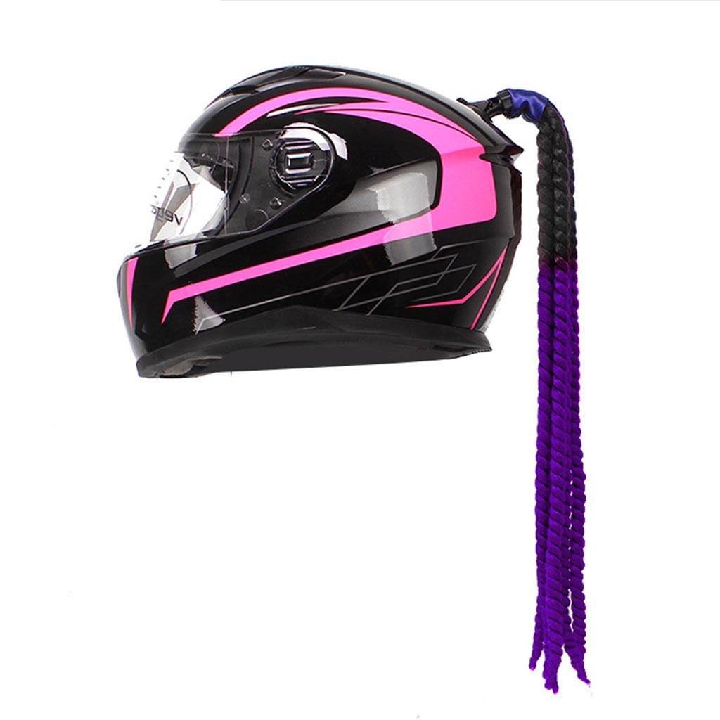 Hand-made Helmet Braids / Ponytail Motorcycle/Bicycle Helmet Wig Hair  Black