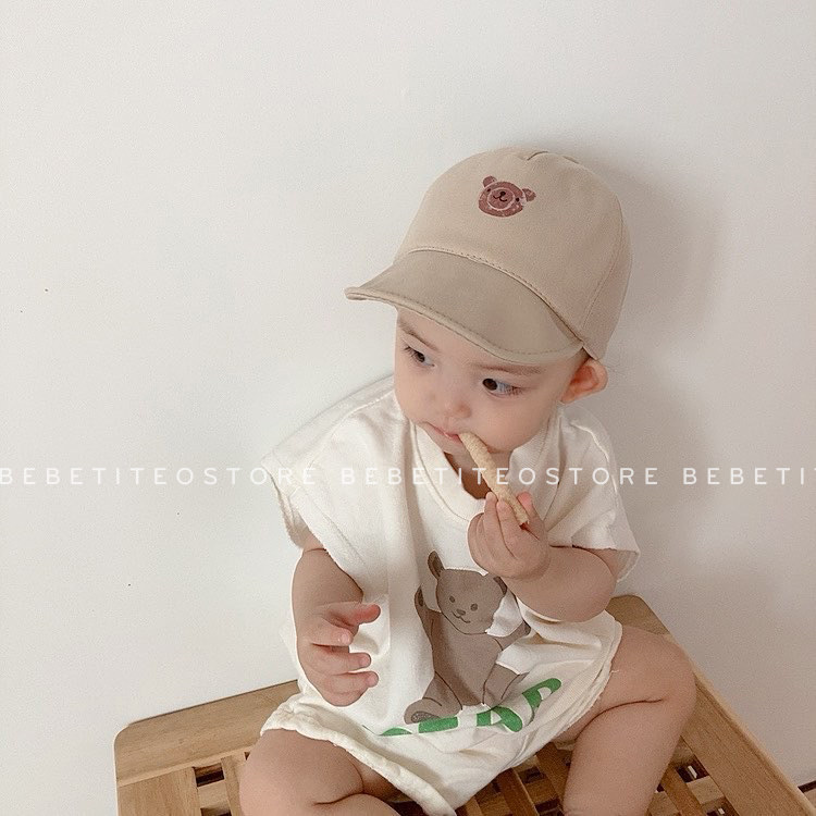 Mũ Nón Lưỡi Trai Thêu Gấu Dễ Thương Cho Bé Trai Bé Gái 1-3 tuổi Bebé Tí Tẹo