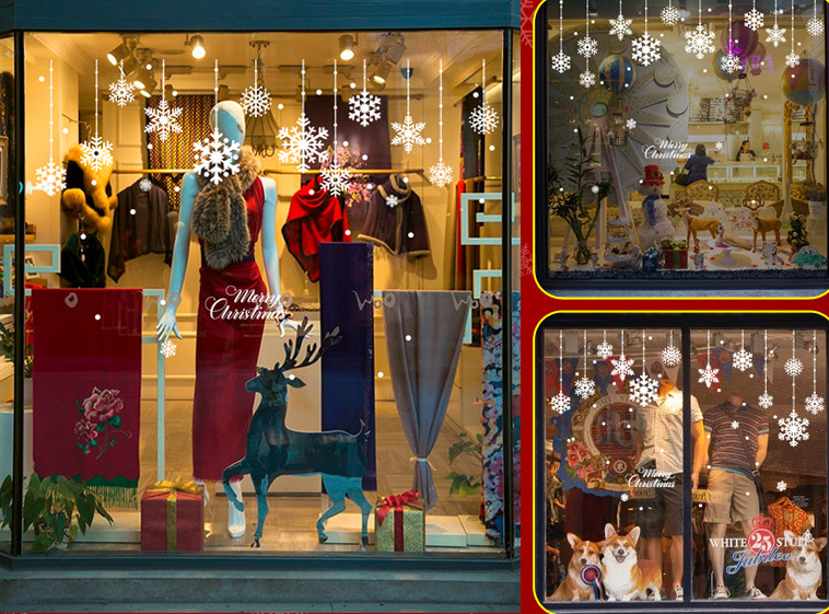 Decal Dán Tường Hình Bông Tuyết Chủ Đề Giáng Sinh, Decal Noel Trang Trí Phòng Khách, Phòng Ngủ, Cửa Hàng