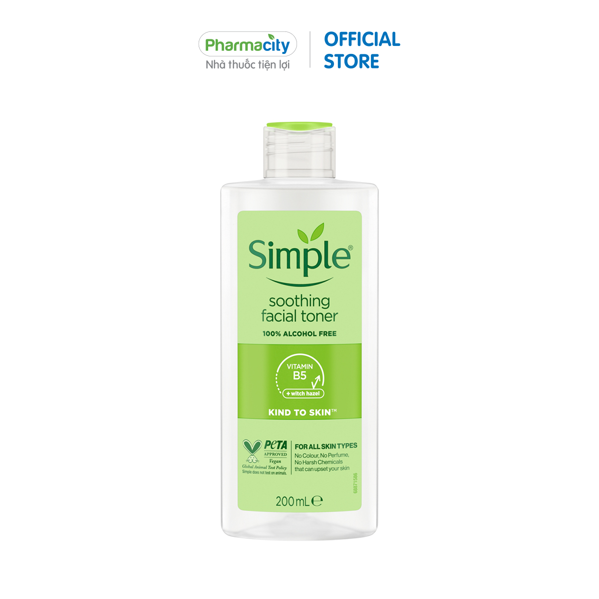 Nước hoa hồng làm dịu và cân bằng pH Simple Soothing Facial Toner dành cho mọi loại da (200ml)