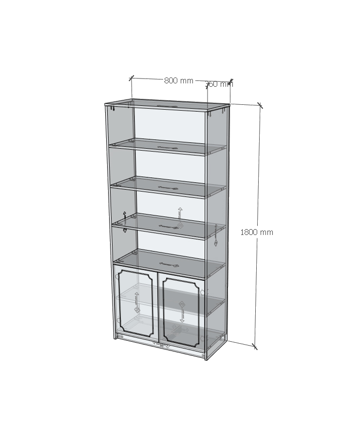 [Happy Home Furniture] NERIS, Kệ lưu trữ 6 tầng 2 cửa mở, 80cm x 36cm x 180cm ( DxRxC), TCM_148