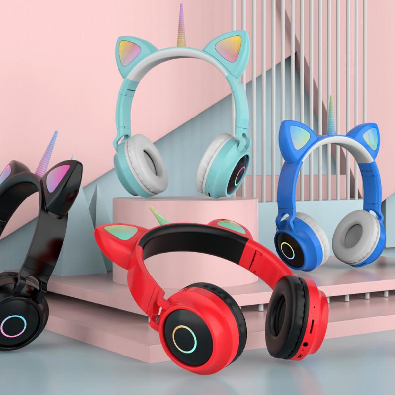 Dễ Thương Uni-Ngô Bluetooth-Tương Thích Tai Nghe Nhạc Stereo Tai Nghe Điện Thoại Máy Tính Chơi Game Không Dây Cho Bé Gái Món Quà Tốt Nhất