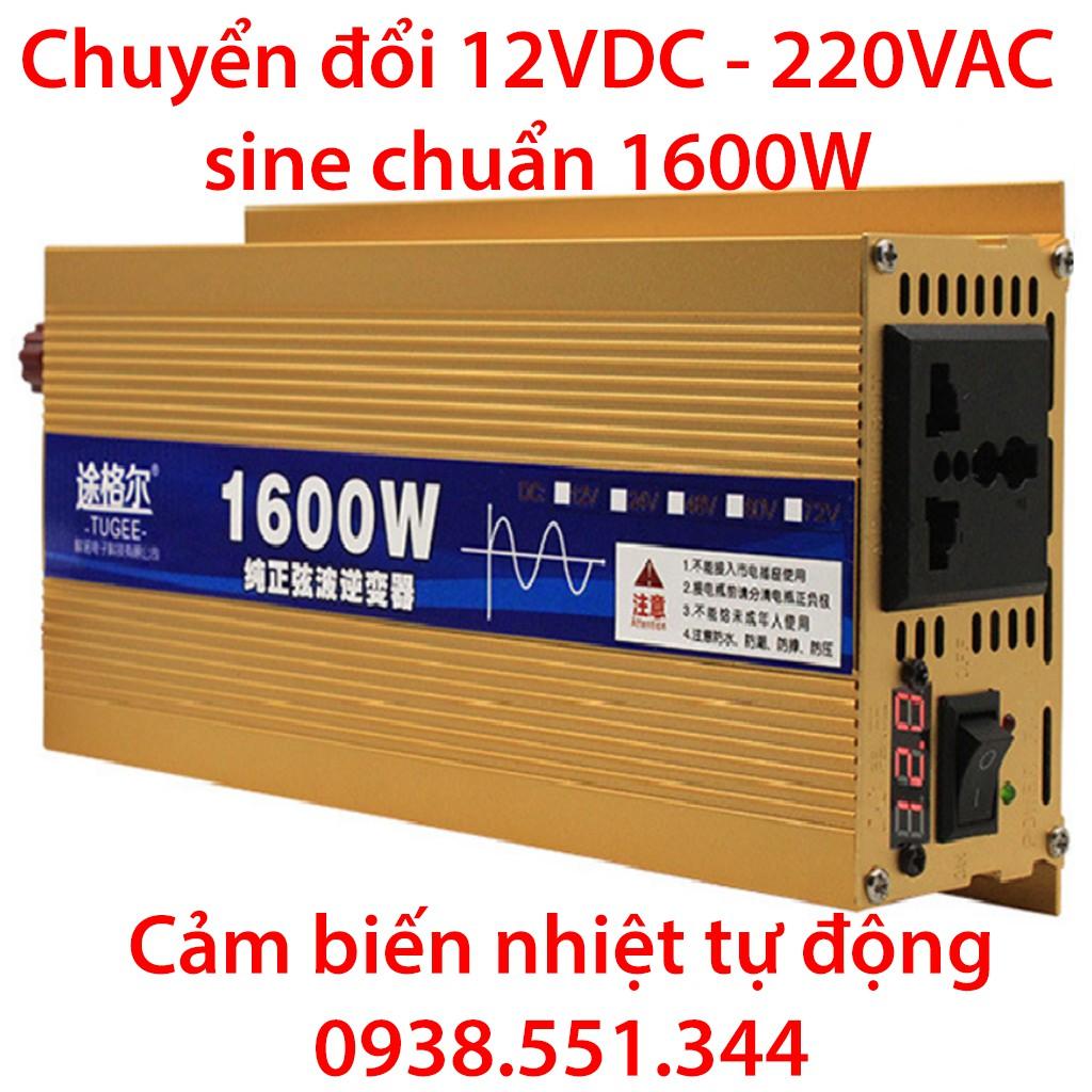 INVERTER ĐỔI ĐIỆN 12V - 220V SINE CHUẨN 1600W - Đổi nguồn DC 12V lên 220V công suất 1600W sin chuẩn.