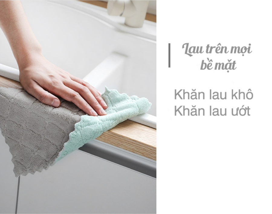 Bộ 10 khăn lau 2 mặt siêu thấm- Khăn lau không phai màu không rụng sợi- nhanh khô- Khăn lau bếp, khăn lau kính, lau bát lau tay - Hàng chính hãng