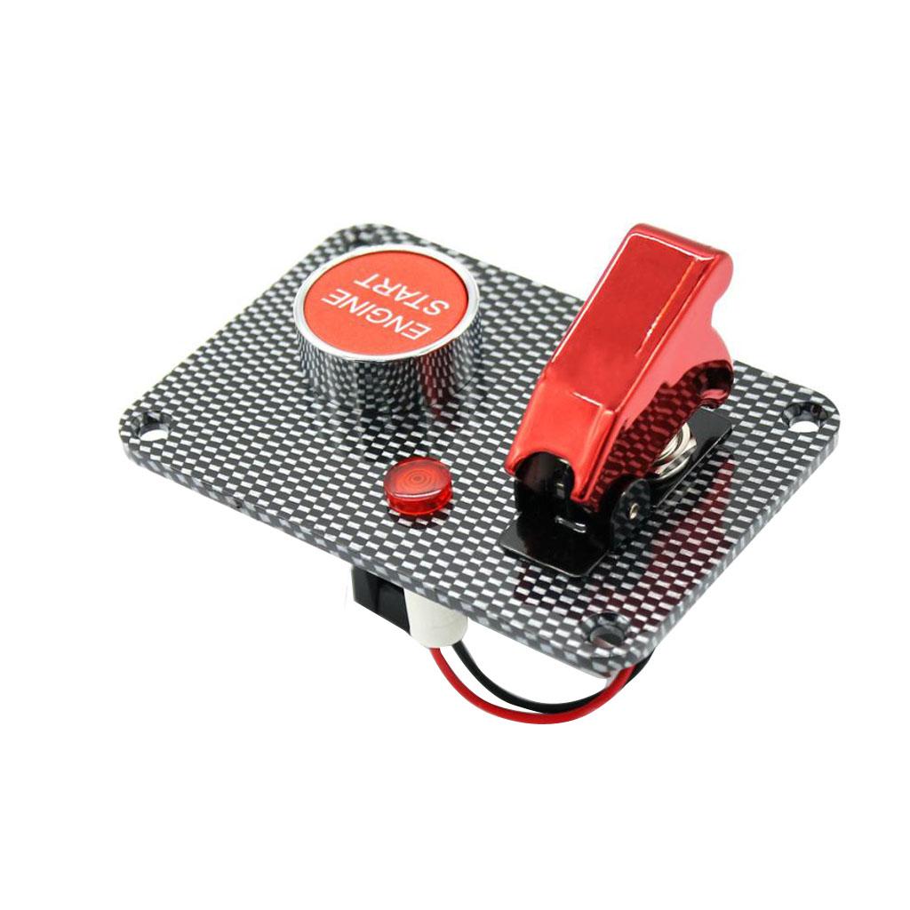 Xe Thuyền Bắt Đầu Đẩy Nút Công Tắc Với Bìa Đỏ Sợi Carbon Bảng Điều Khiển