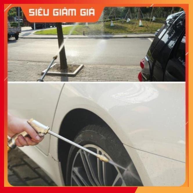 Bộ dây vòi xịt nước rửa xe, tưới cây . tăng áp 3 lần, loại 20m 206701-3 đầu đồng,cút+ tặng đai