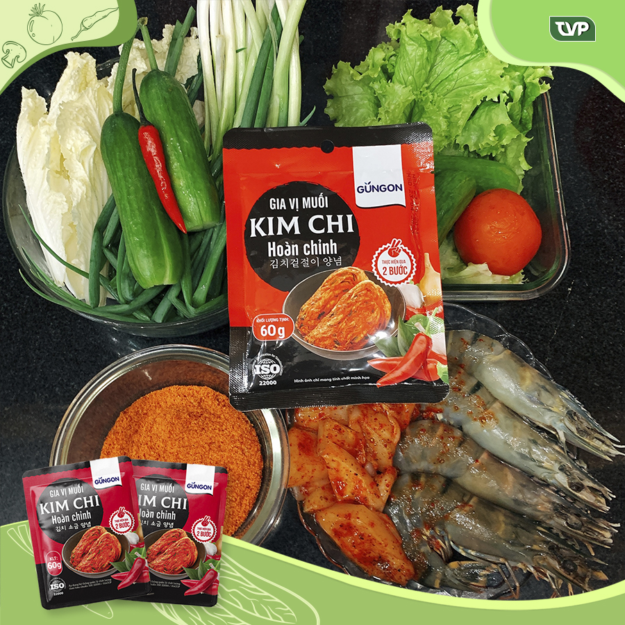 Combo 3 gói gia vị muối kim chi hoàn chỉnh Gungon chuẩn vị Hàn Quốc làm được 3kg kimchi