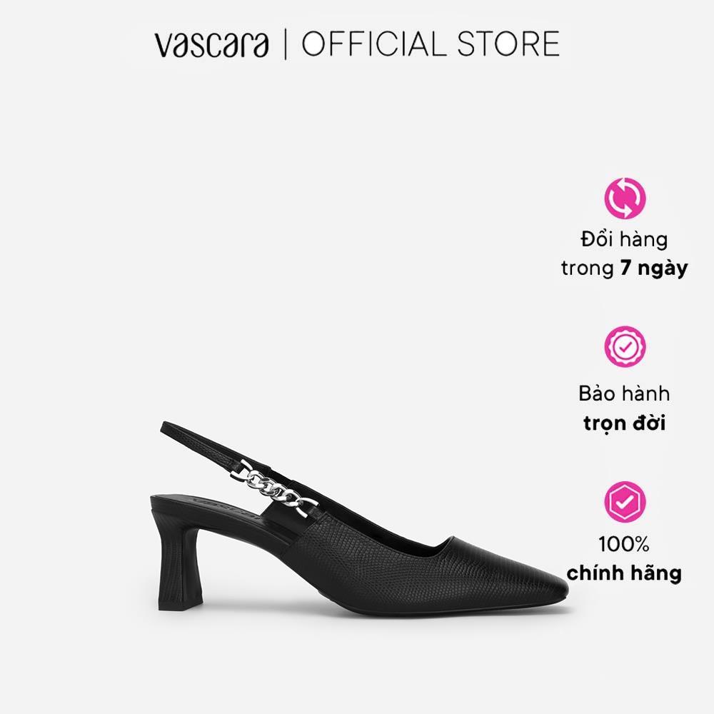 Vascara Giày Slingback Phối Xích Mũi Vuông Vân Kỳ Đà - BMN 0564