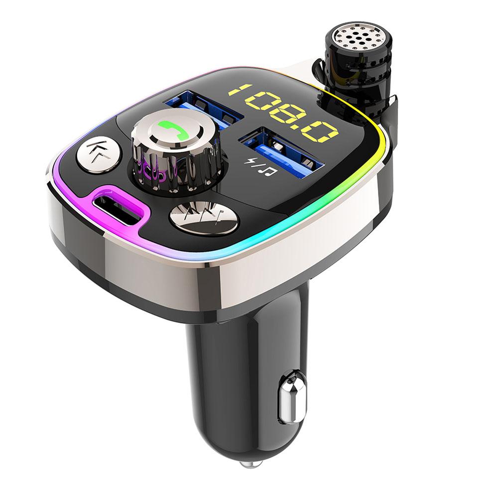 Car MP3 Music Player BT Wireless FM Transmitter Radio Adapter USB/PD Car Charger 7 Colors LED Backlit Support TF Card