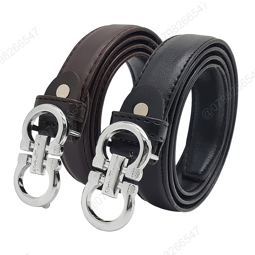 Thắt lưng nữ thời trang DHM-375 | Đầu khoá cài chữ A đôi màu trắng bản nhỏ 2cm | Bảo hành 12 tháng