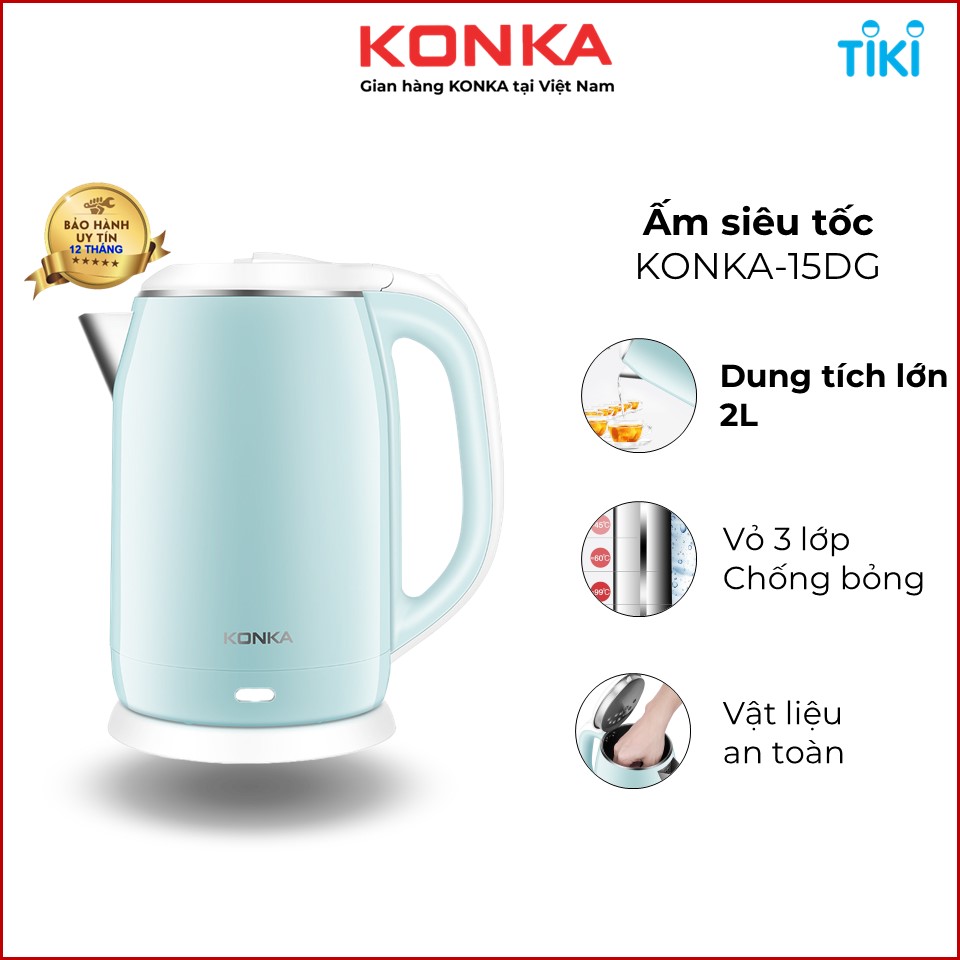 Ấm siêu tốc Konka KEK-15DG2020 2.2L inox 304 cao cấp