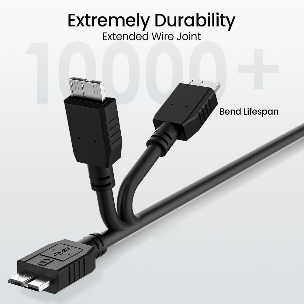 USB Micro B Cáp Type-A đến USB 3.0 Micro B Connector 5Gbps Cáp ổ cứng bên ngoài cho ổ cứng cáp màu: Đen