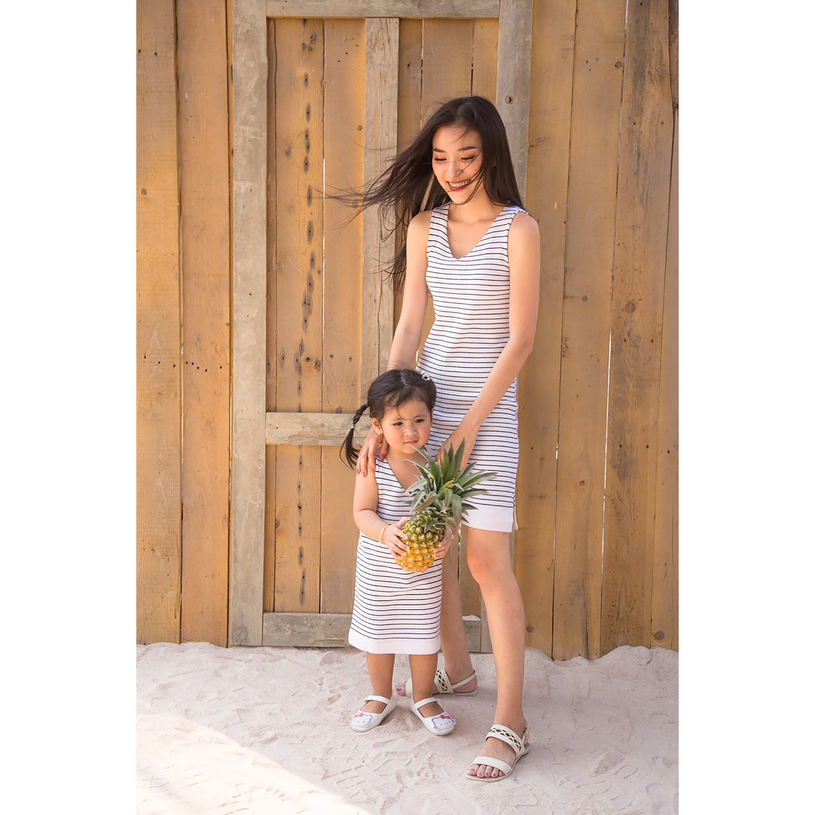 Combo 2 đầm thun cotton mẹ và bé