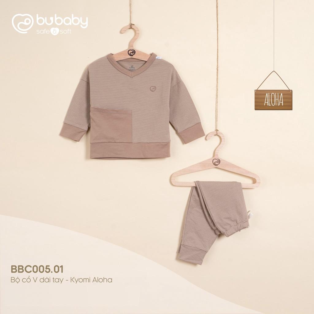 Bộ quần áo dài tay 5 màu Bamboo cotton Bu, Bu baby Kyomi Aloha cho bé 6m - 4Y - Cam đất