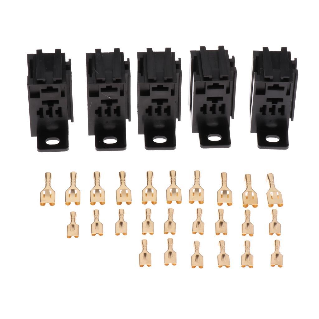 4x5 Pieces 60AMP Micro 5Pin Relay Board Mount Socket for 25 Copper Terminals