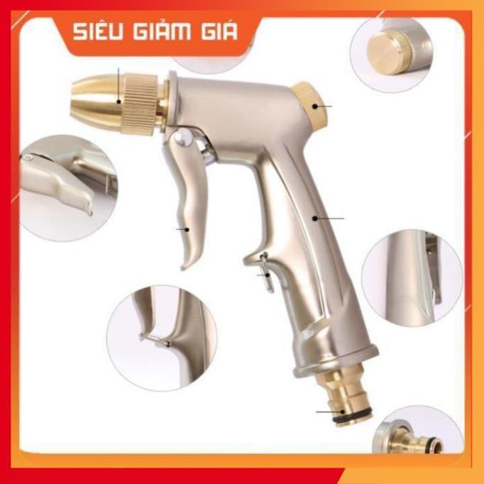 Bộ dây vòi xịt nước rửa xe, tưới cây . tăng áp 3 lần, loại 15m 206701-1 đầu đồng,cút+tặng mở chai