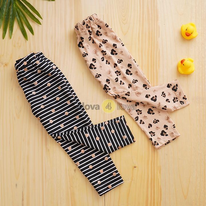 Quần legging thun bé gái 4LOVA dáng ôm co giãn 4 chiều họa tiết đáng yêu từ 8-30kg