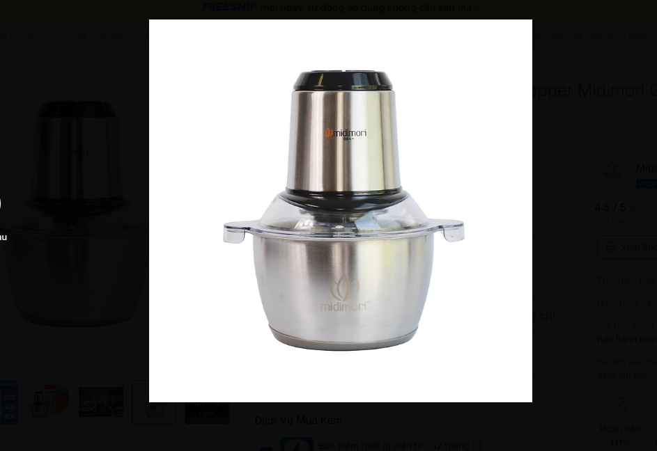 Máy Xay Thịt Đa Năng Thân Inox (500W) - Đen