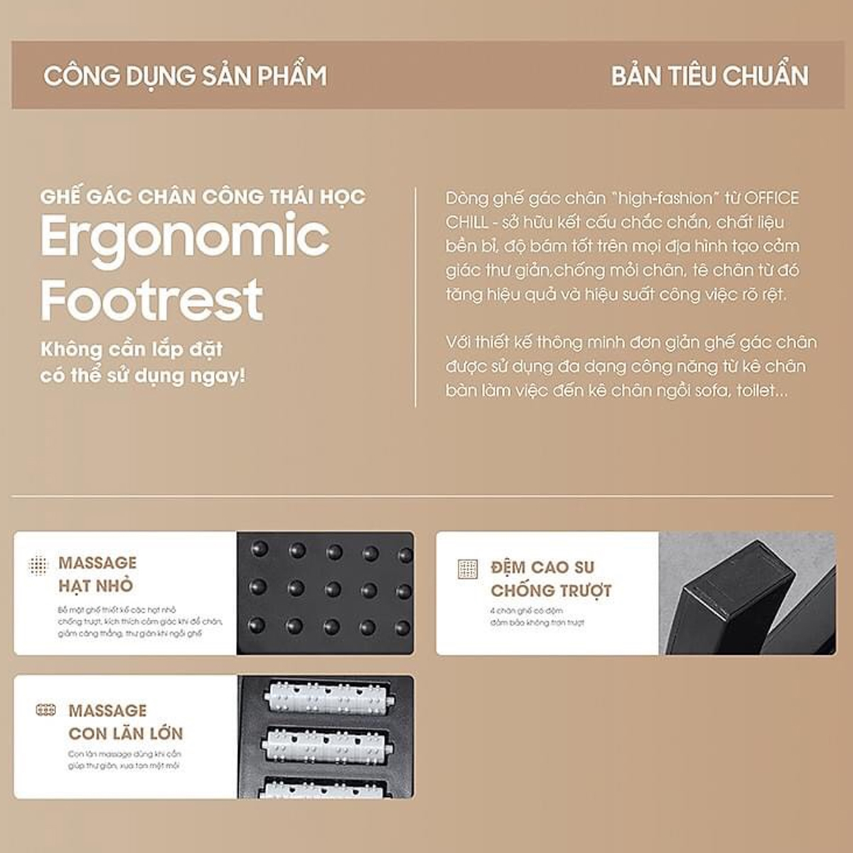 Kê chân công thái học Ergonomic Footrest