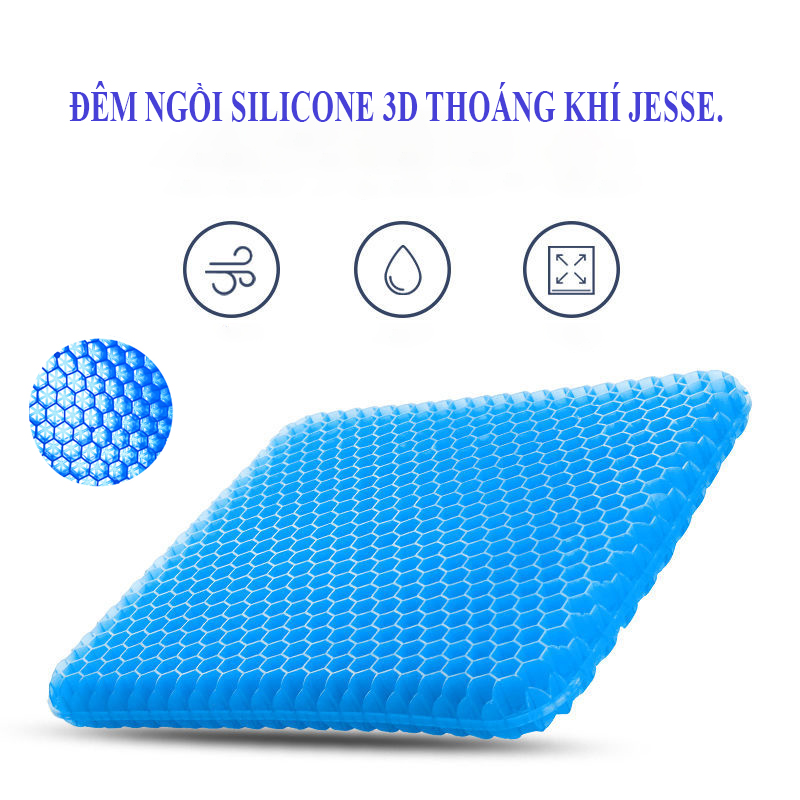 Đệm Ghế Silicone 3D JESSE Thoáng Khí  Giảm Đau Mỏi, Ê Mông, Thâm Mông Khi Làm Việc, Dành Cho Văn Phòng, Lái Xe, Học Sinh.