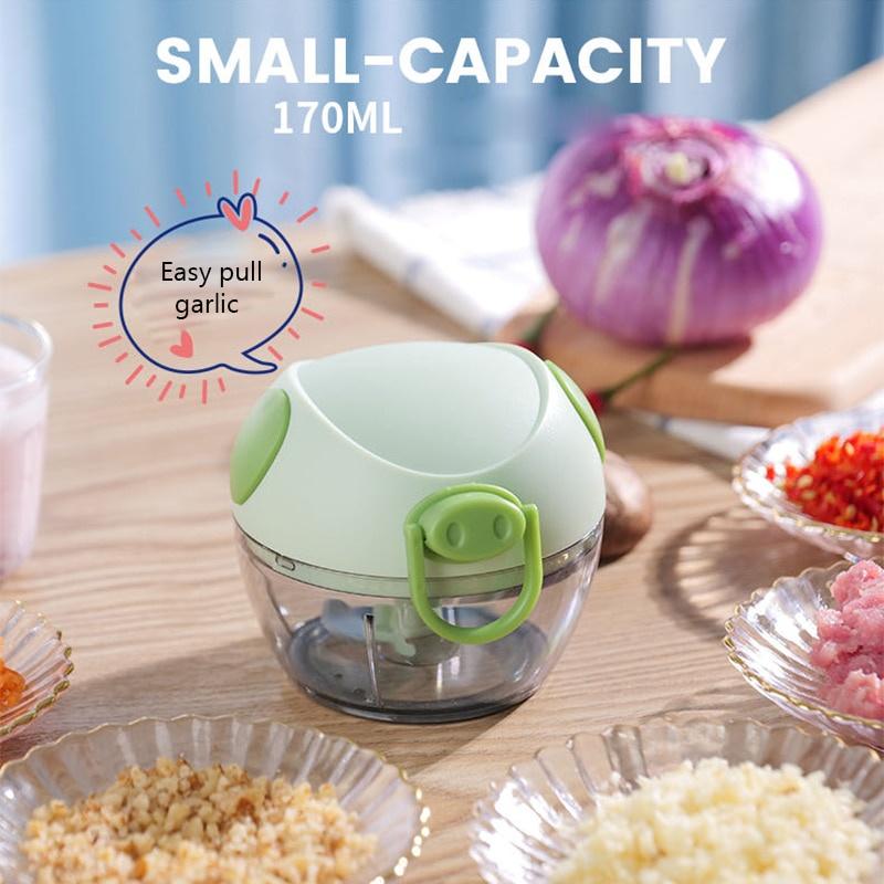 Xay tỏi ớt kéo tay dụng cụ xay tỏi mini đa năng có tay kéo hình lợn