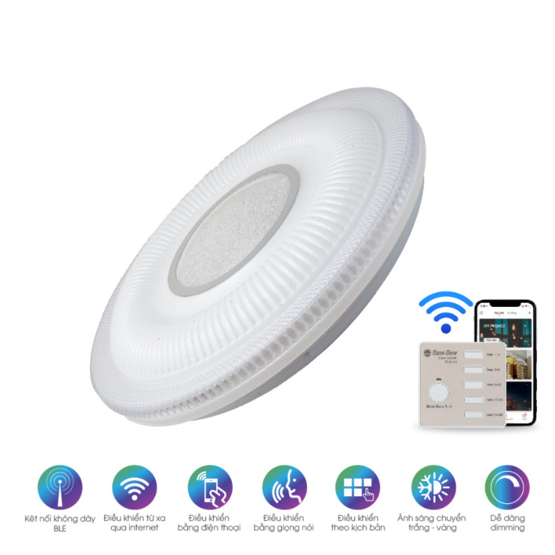 Đèn LED ốp trần điều khiển từ xa bằng Bluetooth/Wi-Fi Rạng Đông model LN21.BLE 500/40W