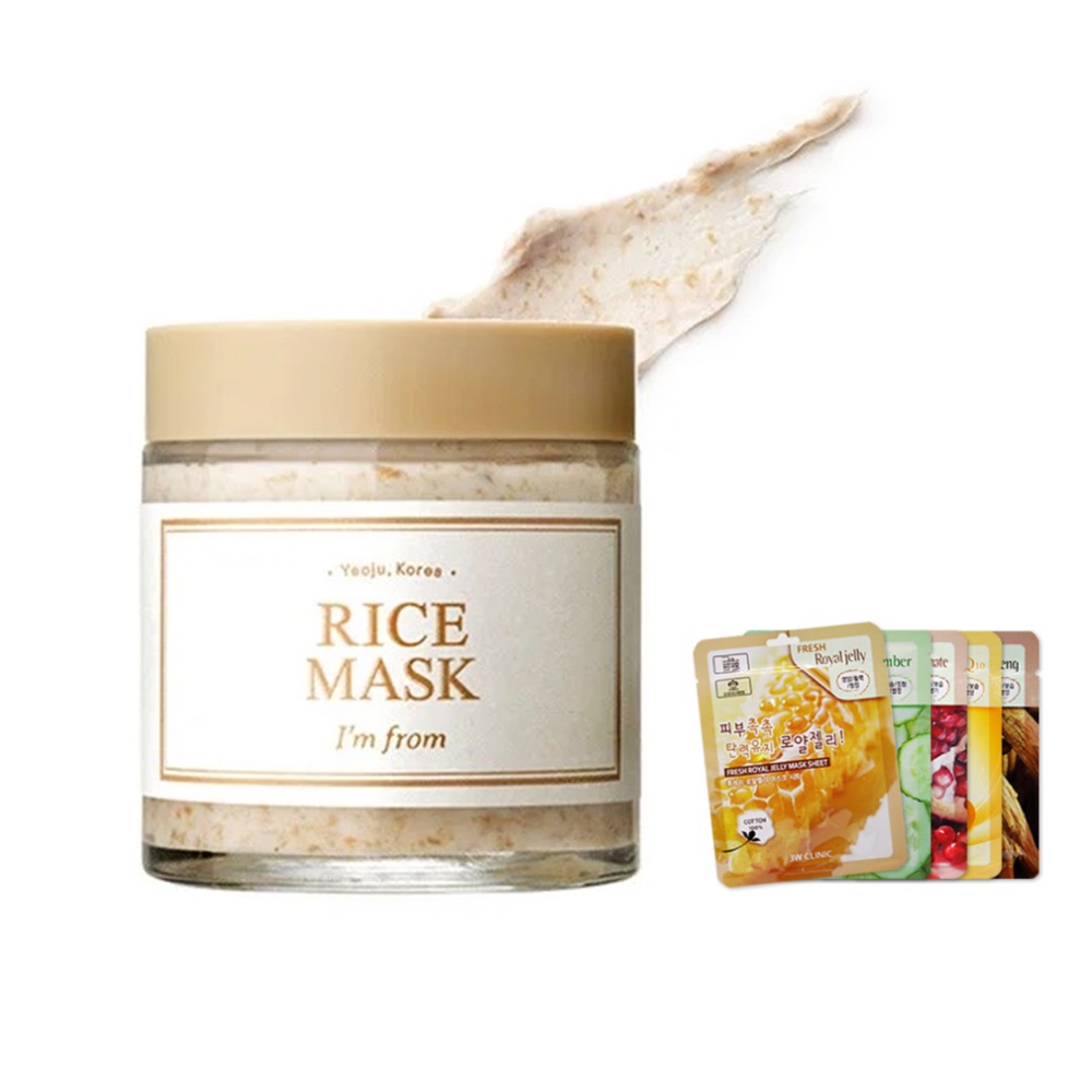 Mặt Nạ Dưỡng Trắng Da Chiết Xuất Gạo I'm From Rice Mask 110g + Tặng Kèm 1 Mặt Nạ Dưỡng Da 3W Clinic