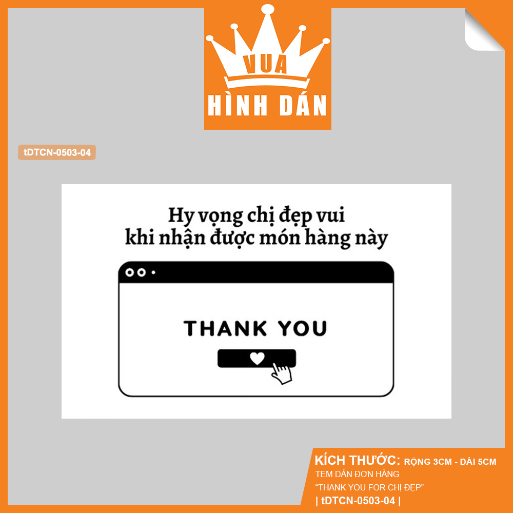 Set 50/100 nhãn dán THANK YOU CHỊ ĐẸP 5x3cm - tem hình dán gói hàng hộp túi sản phẩm cho shop 1.042