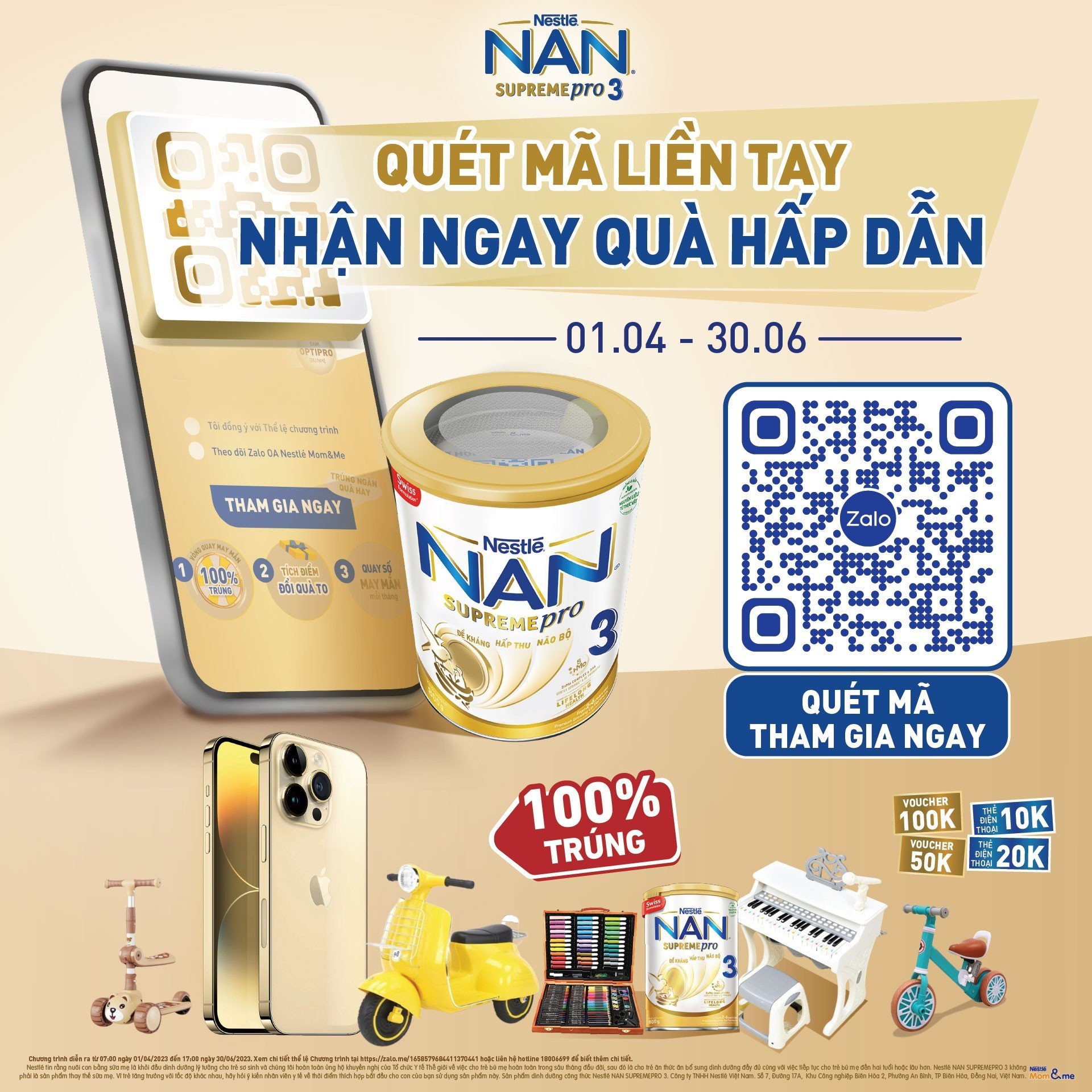 Sữa bột Nestlé NAN SupremePro 3 nhập khẩu từ Đức với 5HMO giúp tăng đề kháng, đạm Gentle Optipro giúp dễ hấp thu & ngừa nguy cơ dị ứng