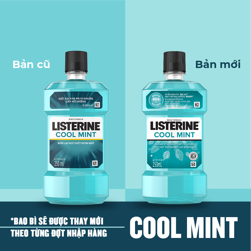 Nước Súc Miệng Giữ Hơi Thở Thơm Mát Listerine Coolmint 250ml