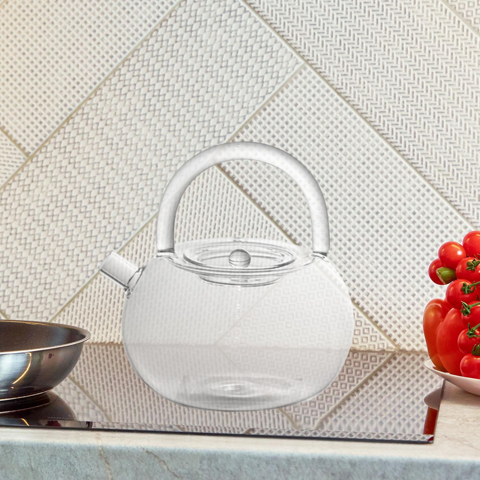 High Borosilicate Glass Tea Pot, Transparent Tea Kettle with Handle for Loose Leaf Blooming