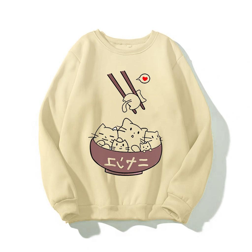 Áo Sweater nữ in Mèo Cute