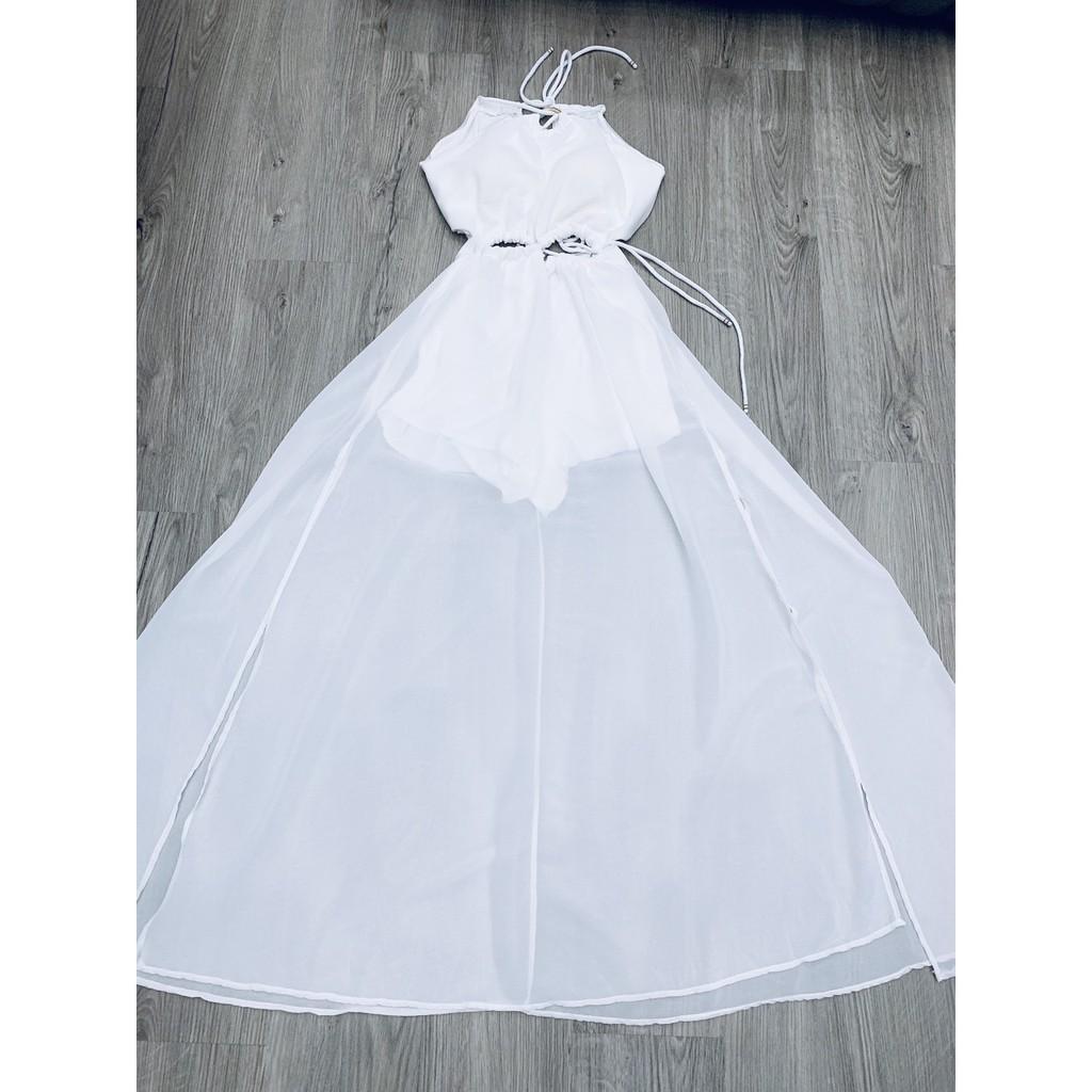 Đầm Maxi đi biển đầm đi biển váy đi biển maxi khoen xẻ tà mẫu có khoét ngực đi chơi đi tiệc đám cưới, du lịch PVC