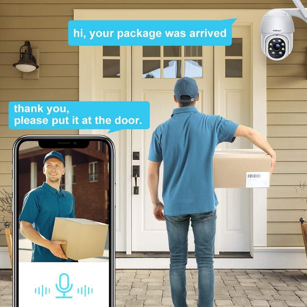 Camera IP Wifi ngoài trời PTZ SriHome SP028 2.0MP FullHD 1080P, Xoay 355 độ, chống nước IP66 HÀNG CHÍNH HÃNG