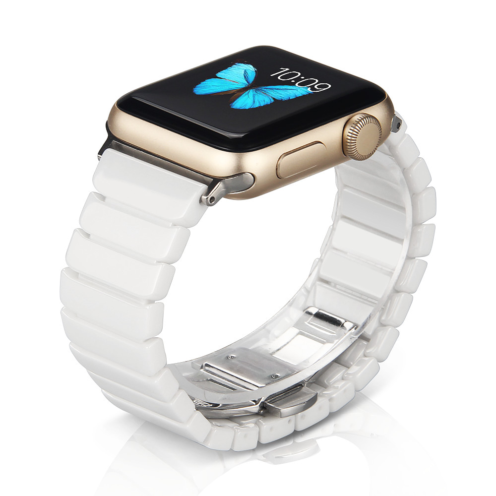 Dây đồng hồ Apple Watch, dây gốm khóa thép không gỉ cho Apple Watch