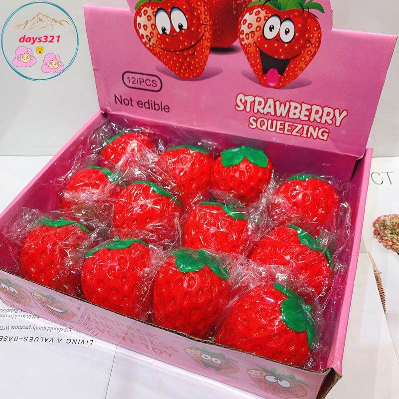 Squishy Mochi hình QUẢ DÂU TÂY ĐỎ mềm mịn dễ thương chân thực giảm stress co dãn đàn hồi ngộ nghĩnh bóp giải trí