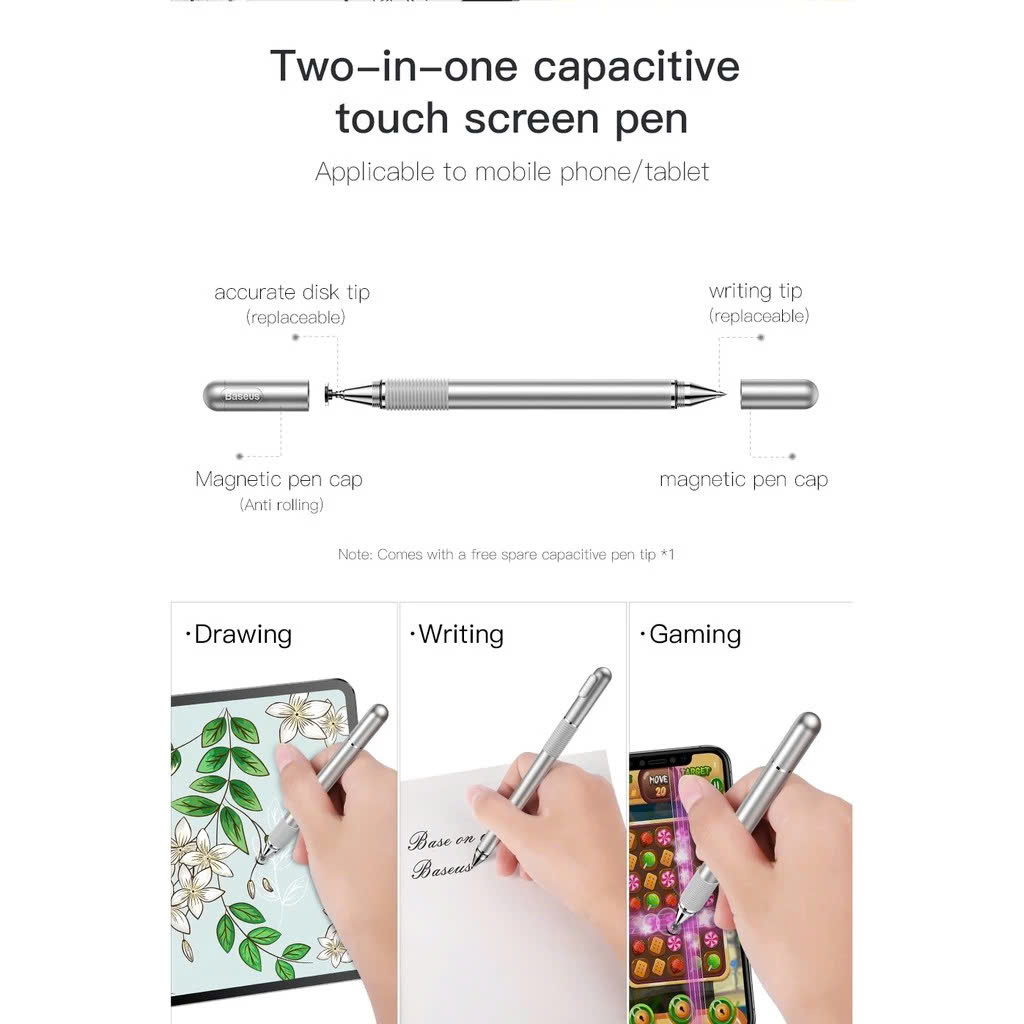 Bút Cảm Ứng Điện Dung 2 Trong 1 Cho Smartphone Tablet IPad - Màu Ngẫu Nhiên - Hàng Nhập Khẩu