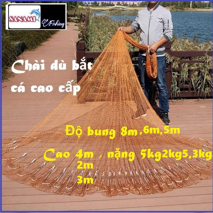 Chài Đánh Cá Mắt Thưa 4cm5 Chất Liệu Bằng Dù Thái Lan