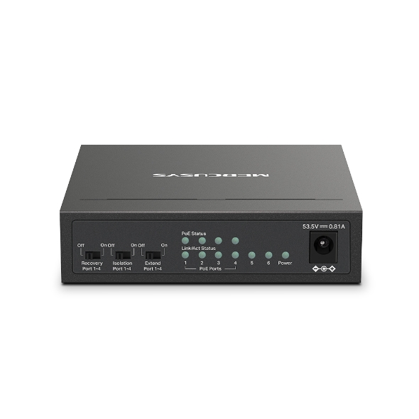 Bộ Switch Chia Mạng Mercusys MS106LP 6 Cổng 10/100Mbps với 4 Cổng PoE+ - Hàng Chính Hãng