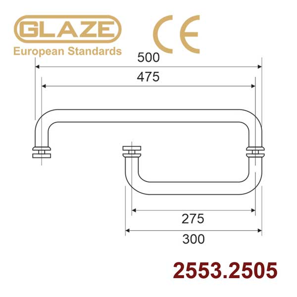 Tay nắm phòng tắm chữ L phi 25x300x500mm