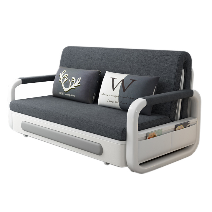Giường Sofa, Ghế Gường Da Gấp Gọn Thông Minh Chuyển Đổi 2 trong 1 Khung Thép Sơn Tĩnh Điện Combo Đệm + Gối Bo Viền Da Cao Cấp